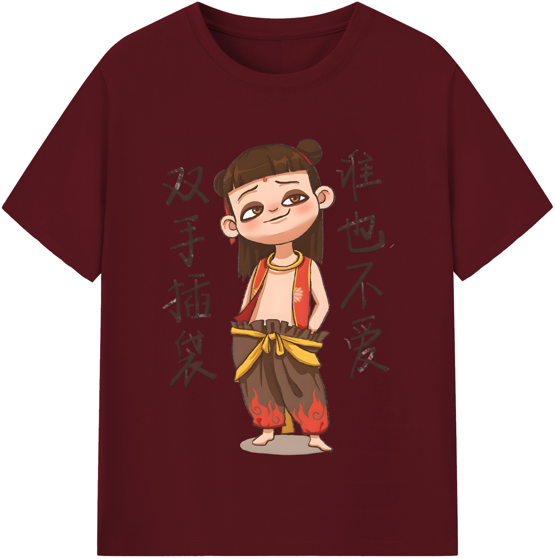 （画像用） Ne Zha 2 ナタ 魔童の大暴れ 綿100％半袖Tシャツ（フロントプリント）